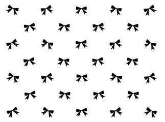 Fototapeta premium Minimalist black ribbon bow seamless pattern on white background - Trendy coquette aesthetic design for fashion textiles, wrapping paper, feminine branding, and digital wallpapers.