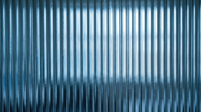 Abstract background with vertical blue corrugated metal surface showcasing a textured pattern