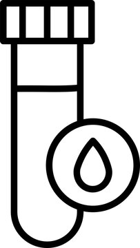 Medical test tube with blood drop icon during laboratory analysis for health diagnostics isolated on transparent background