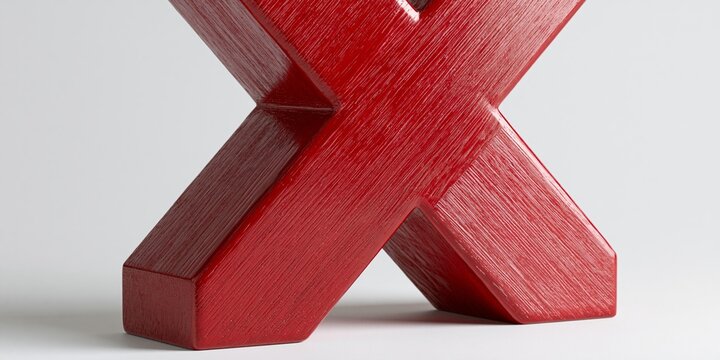 Close-up of red wooden letter X