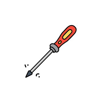 Vibrant Hand-Drawn Screwdriver Icon: Essential Tool Illustration for Repair & DIY Graphics