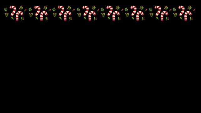 Animated christmas candy cane top border video overlay seamless loop