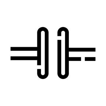 Capacitor symbol icon representing an electronic component for energy storage in circuits, minimalist black and white outline suitable for technical diagrams, ui, and infographics