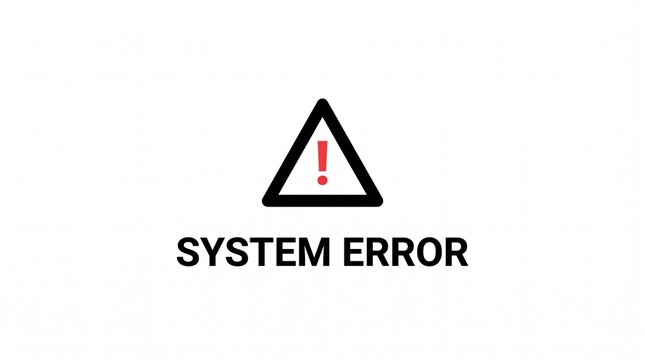 System error message icon with red warning sign triangle isolated on white background