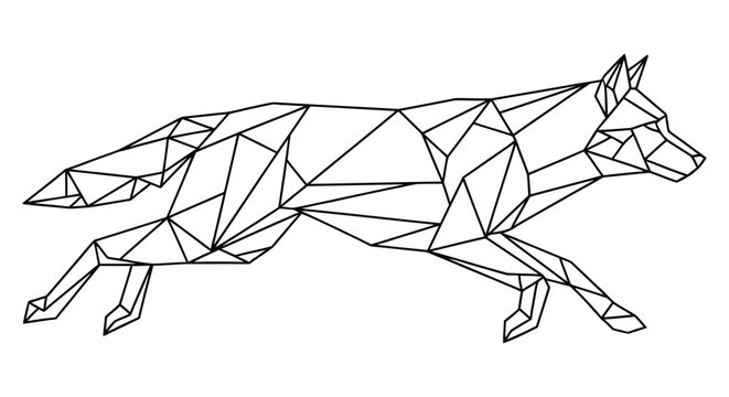 Geometric polygonal wolf illustration on a white background abstract animal