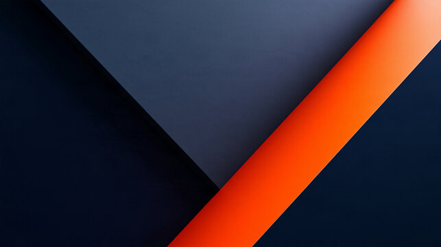 Abstract Geometric Background with Orange and Dark Blue Paper Layers
