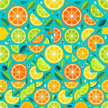 Seamless Citrus Pattern with Lemons Oranges and Limes