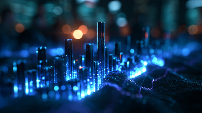 Futuristic Smart City Digital Twin Model with Glowing Lights