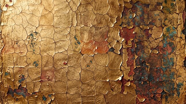 Antique Cracked Gold Leaf Texture with Weathered Patina