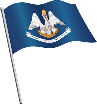 accurate correct louisiana la state flag flying waving flowing on flagpole vector isolated on transparent background