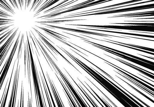 Manga speed lines background with comic style perspective radial rays.