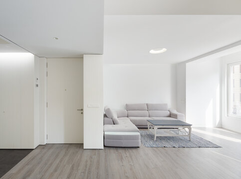 Minimalist luxury house interior with bright living room