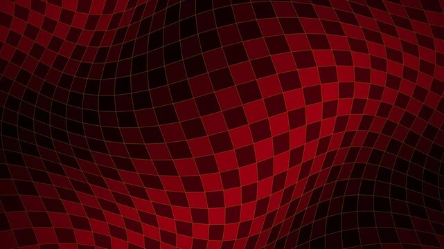 Abstract dark red geometric checkered grid rippling like liquid velvet. This seamless waving motion graphic loop is perfect for elegant luxury or modern video presentation backgrounds.
