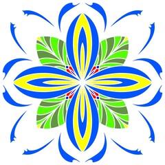 Colorful blue green and yellow floral mandala vector illustration © Juan