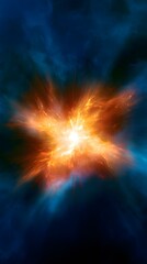 Fototapeta premium Supernova explosion in deep space with orange and gold core