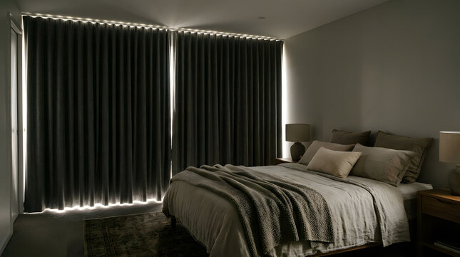 Modern Bedroom Darkening Blackout Curtains Design | Luxury Bedroom Window Drapery Light Control | Dark Gray Blackout Drapes for Quality Sleep