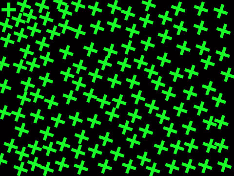 A vibrant green plus sign pattern on a black background