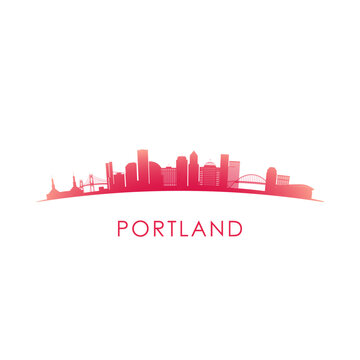 Portland skyline silhouette. Vector design colorful illustration
