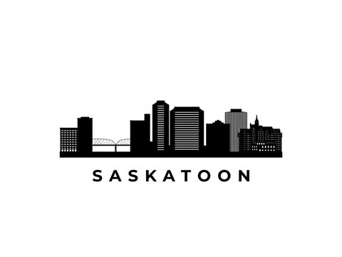 Vector Saskatoon skyline. Travel Saskatoon famous landmarks. Business and tourism concept for presentation, banner, web site.