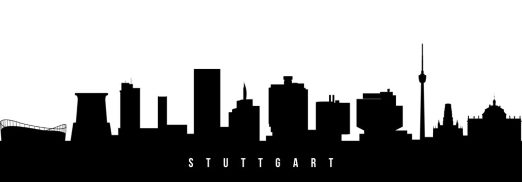 Vector silhouette illustration of Stuttgart urban skyline. Modern minimalist cityscape graphic, perfect for travel, banners or backgrounds