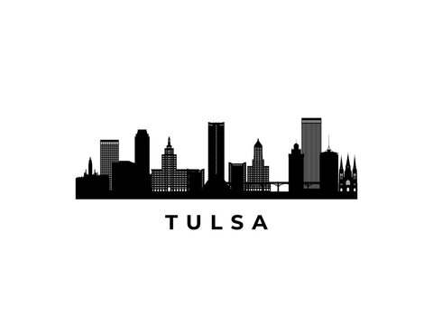 Vector Tulsa skyline. Travel Tulsa famous landmarks. Business and tourism concept for presentation, banner, web site.