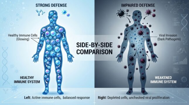 Side By Side Immune System Health Comparison Visualization.