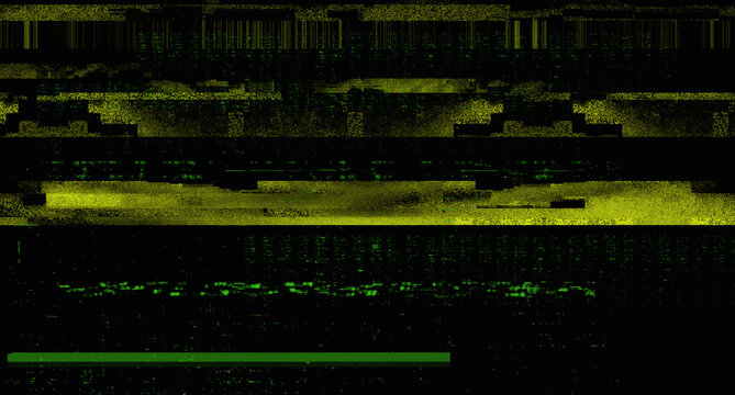 Green Glitch Texture Background, Abstract Digital TV Signal Distortion Overlay