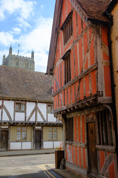 A quaint group pf historic buildings in  Tewkesbury, Gloucestershire, Severn Vale, UK