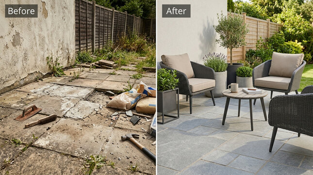 Garden Renovation: Before and After Transformation of a Patio Area