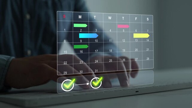Business checklist interface showing completed tasks, milestones and workflow progress. Professional project management, quality control and document approval concept.	
