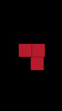 Red and Green Square Blocks Rotating Loading Animation, L-Shaped Pixel Block Loader on Black Background, Vertical Motion Graphic