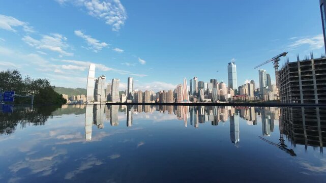 Time lapse photography of Chongqing Raffles City, Qiansimen Bridge and Hongyadong in Chongqing China