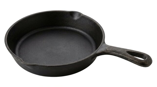 Cast Iron Skillet with Handle Isolated on White Background.
