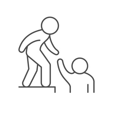Helping hand line outline icon