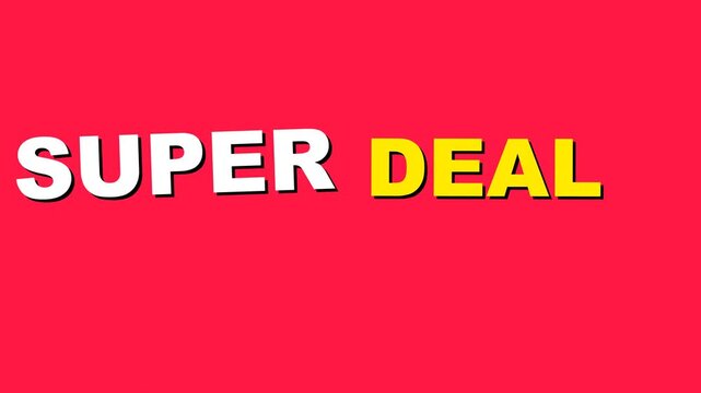 Super deal advertising text pattern on bright red background