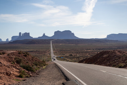 Desert highway through Monument Valley, Arizona, USA