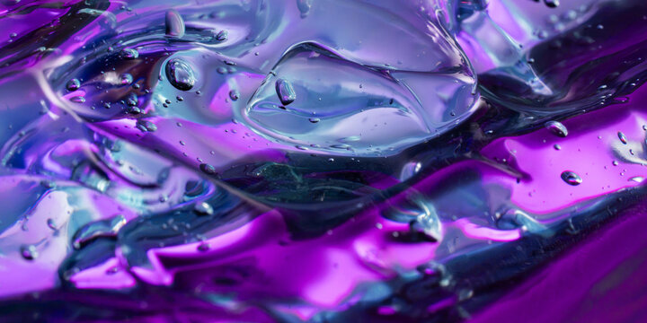 Abstract purple fluid texture with translucent liquid droplets