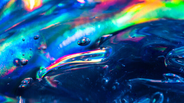 Iridescent water droplet abstract macro texture background