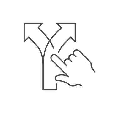Direction choosing line outline icon