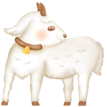 Cute white Goat .farm animal , baby animal nature life, illustration transparency background. cozy cottage core country life.