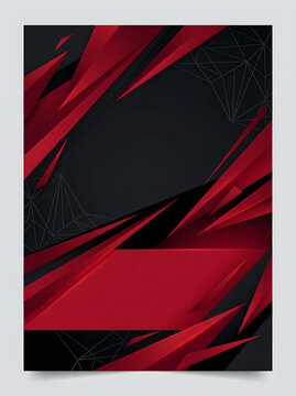 Abstract red and black geometric background. Dynamic promotional flyer template with sharp angular shapes and copy space