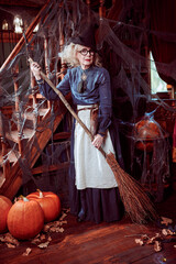 Obraz premium Senior Witch with Broom