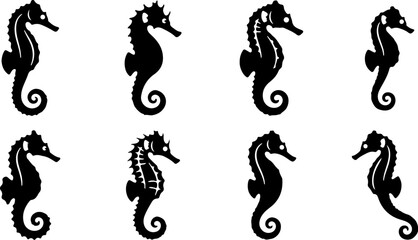 seahorse silhouette collection with curled tails © Handi craft