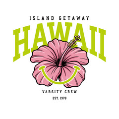 Beach club. Endless summer artwork. Tropical vintage design. Hawaii island getaway varsity crew print for t shirt. © Kanthi