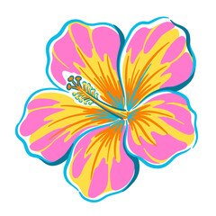Beach club. Endless summer artwork. Tropical vintage design. Hibiscus flower print for t shirt, poster, sticker, background. © Kanthi