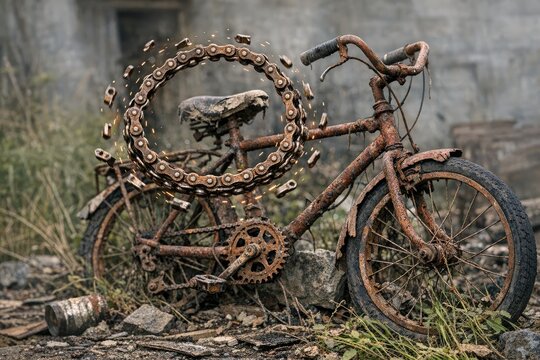 A vintage bike with a retro-style mirror attached, great for nostalgic or historical themes