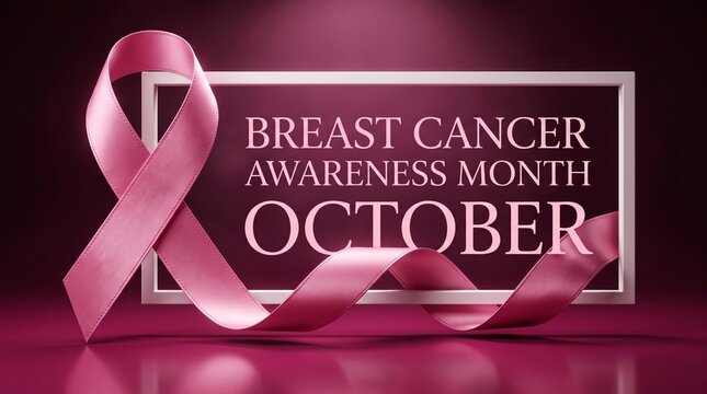 National breast cancer awareness month. Poster pink ribbon