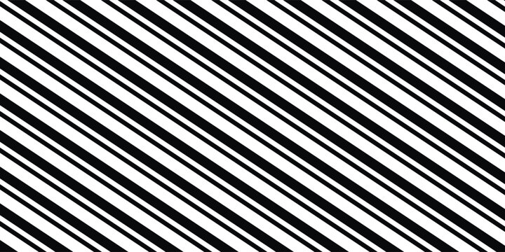 Simple seamless striped pattern, straight diagonal lines, black and white texture, vector background