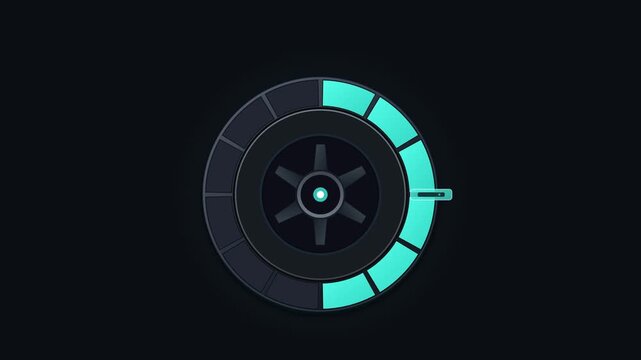 Premium mechanical loading animation featuring a circular data processing core, sequential incoming data capsules, and physical progress indexing. Seamless technology motion graphic suitable for softw