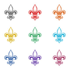 Fleur de lis sign icon isolated on white background. Set icons colorful © sljubisa